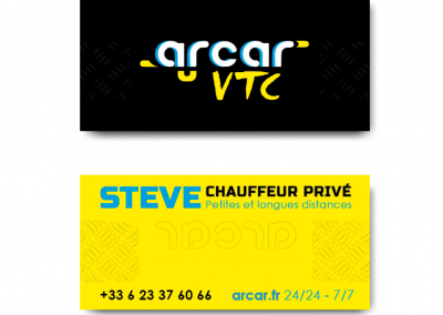 Arcar VTC | Carte pro. Recto&Verso avec gaufrage (traces de pneus)